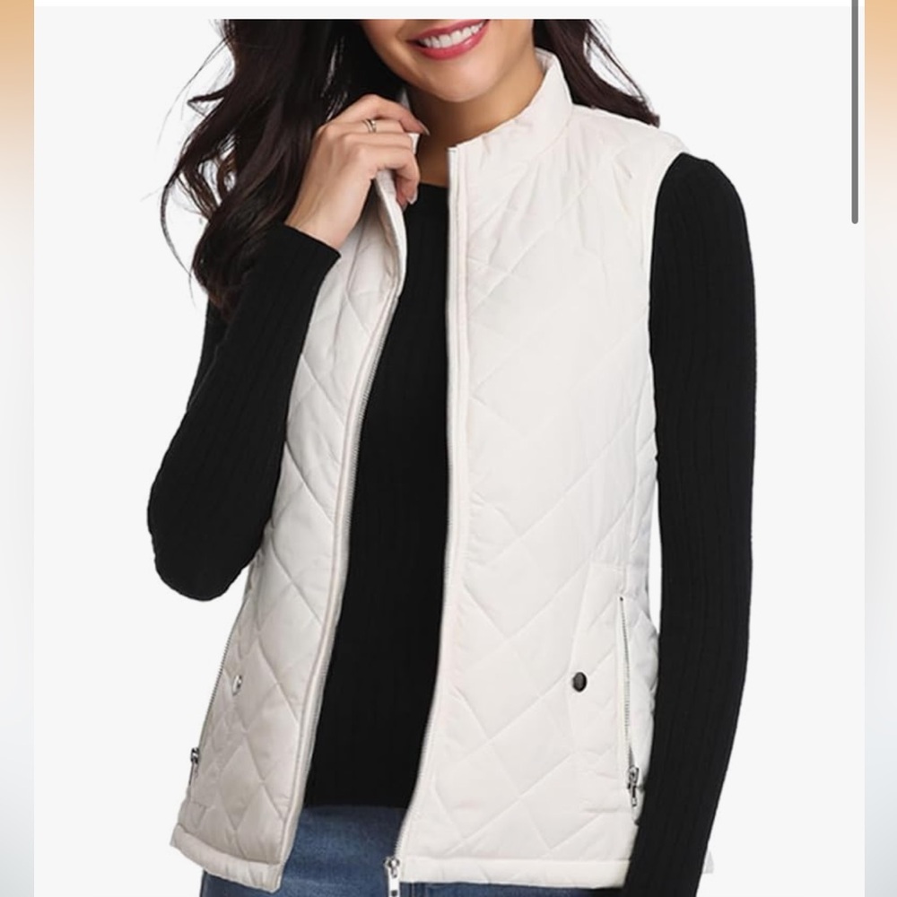 Women's Cream Quilted Vest
